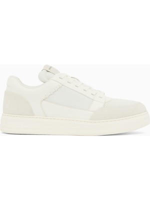 Emporio Armani Erkek Süet ve File Detaylar Bağcıklı Kauçuk Taban Beyaz Sneaker EM004836 AF24321-M0360