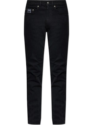 Versace Erkek Slim Fit Normal Bel Pamuklu Düz Paça Siyah Pantolon 80GAB5S0 CDW00-909