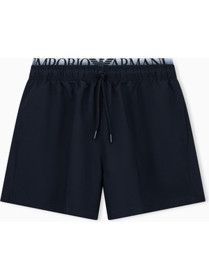 Emporio Armani Erkek Beli Lastikli Ip Bağlamalı Regular Fit Lacivert Deniz Şortu EM000686 AF20432-UB102