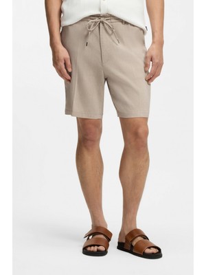 Boss Erkek Normal Bel Kısa Boy Cepli Pamuklu Bağlamalı Bej Şort 50557537-286