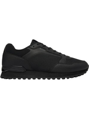 Boss Erkek Deri Rahat Yumuşak Taban Yuvarlak Burun Fileli Siyah Sneaker 50563822-005