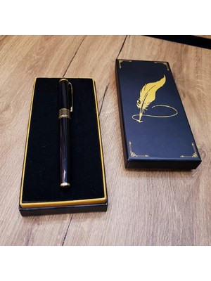 Store Mania Ieg™ Siyah Kutulu Yaldız Desenli Metal Roller Kalem Seti