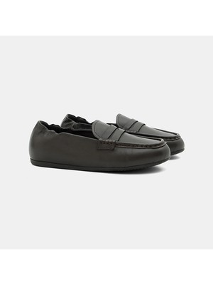 Desa Kadın Koyu Kahve Slip-On Deri Loafer