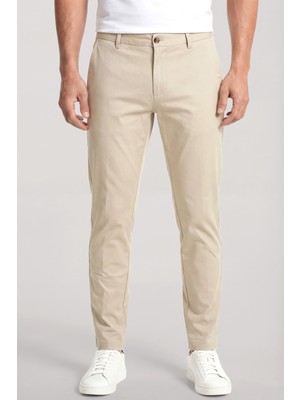Paul & Shark Erkek Normal Bel Regular Fit Rahat ve Esnek Kumaş Düz Paça Bej Pantolon 25414071-629
