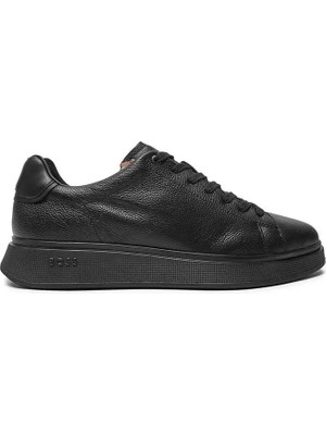 Boss Erkek Marka Logolu Bağcıklı Kaydırmaz Tabanlı Günlük Siyah Sneaker 50529543-005