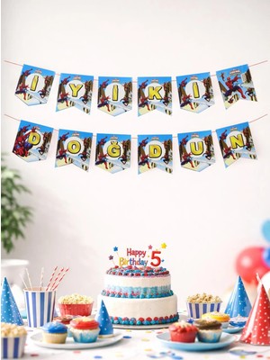 Parti Adresi Spiderman Temalı Iyi Ki Doğdun Yazı Banner Doğum Günü Parti Süsü