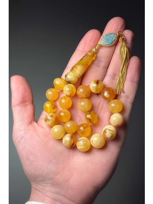 Tesbihkenti Gold Gümüş Püsküllü Maskot Kaya Damla Kehribar Tesbih