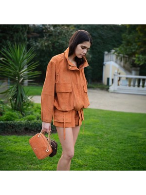 Desa Kadın Turuncu Ayarlanabilir Omuz Askılı Süet Deri El Çantası