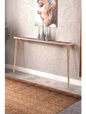 Feyza Design Doğal Ağaç Traverten Taşlı Kırmızı Dresuar 142X12CM
