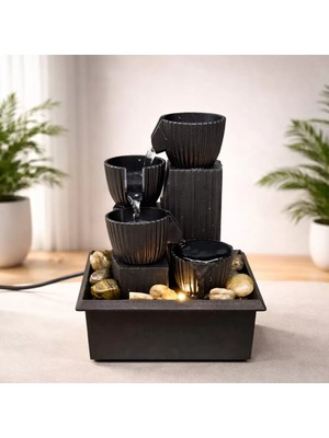 Zenvia LED Işıklı 3 Katlı Masaüstü Dekoratif Su Şelalesi