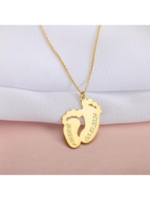 kuyumcudan Bebek Ayak Izi Gümüş Kolye - V017