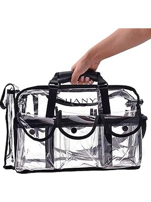 Uravas Store Shany Kozmetik Şeffaf Makyaj Çantası, Omuz Askılı Mua Yuvarlak Çanta, Büyük