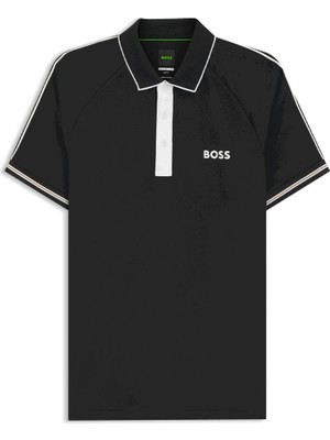 Boss Erkek Regular Fit Logo Baskılı Kısa Kollu Pamuklu Siyah Polo Yaka T-Shirt 50559214-001