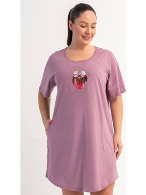Vienetta Pamuklu Kadın Büyük Beden Kısa Kol Gecelik, 601137