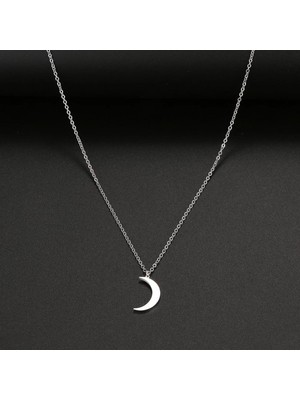 kuyumcudan Minimalist Ay Gümüş Kolye - V141