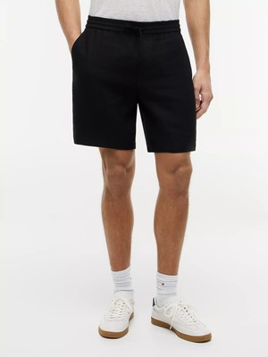 Tommy Hilfiger Erkek Normal Kalıp Beli Lastikli Kısa Keten Siyah Şort MW0MW44353-BDS