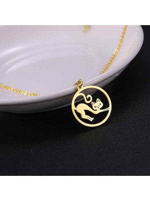 kuyumcudan Sevimli Kedi Gümüş Kolye - V165