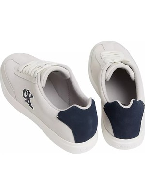 Calvin Klein Erkek Ck Logolu Düşük Bilekli Süet Beyaz Sneaker HM0HM02125-0LA