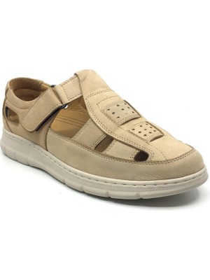 Taşpınar Ayakkabı Taşpınar 9774 %100 Hakiki Nubuk Deri Ortopedik Erkek Yazlık Rahat Terlik Sandalet Yeni Sezon 39-45