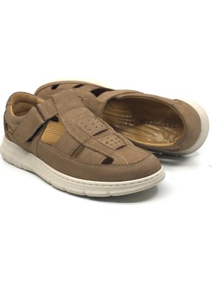 Taşpınar Ayakkabı Taşpınar 9774 %100 Hakiki Nubuk Deri Ortopedik Erkek Yazlık Rahat Terlik Sandalet Yeni Sezon 39-45