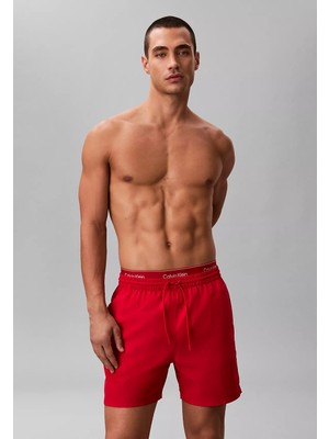 Calvin Klein Erkek Normal Kesim Hızlı Kuruyan Kumaşlı Kırmızı Deniz Şortu LV00N61023-XU9