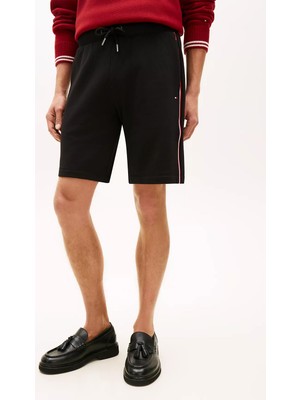 Tommy Hilfiger Erkek Regular Fit Yanları Şerit Çizgili Kısa Siyah Şort MW0MW42883-BDS