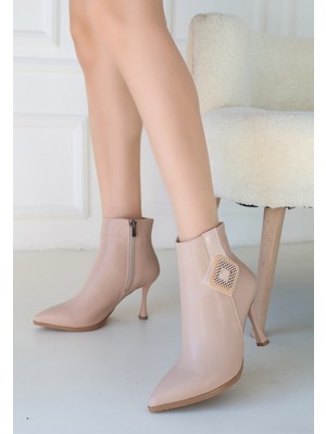 Erbilden Moose Nude Cilt Topuklu Bot 9 cm