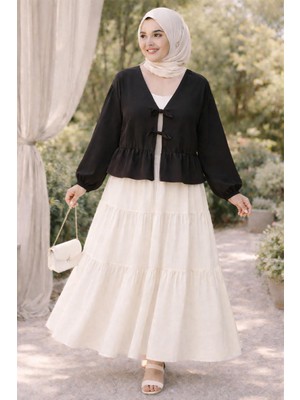 Cng Moda Önü Bağlamalı Fırfırlı Kimono Gömlek