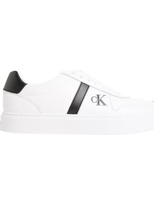 Calvin Klein Erkek Düz Taban Marka Yazı Desenli Bağlamalı Beyaz Sneaker HM0HM02237-01W