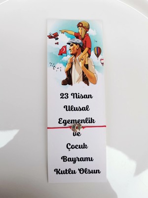 Minik Adımlar 20 Adet 23 Nisan Hediyesi Püsküllü Kitap Ayracı ve Ay Yıldız Bileklik Okul Hediye