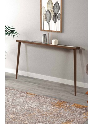 Feyza Design 142X12CM Doğal Ağaç Traverten Taşlı Beyaz Dresuar