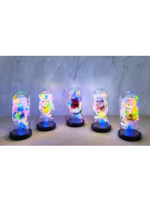 Store Mania Ieg™ Işıklı Müzikli Fanus Içinde Sevimli Ayıcıklı Gül Buketi