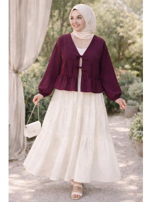 Cng Moda Önü Bağlamalı Fırfırlı Kimono Gömlek