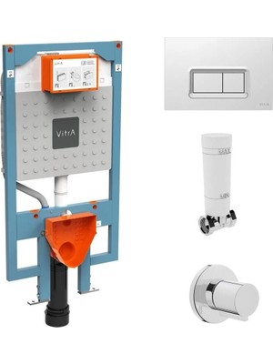 VitrA 768-5801-01 Alçıpan Uyumlu Gömme Rezervuar+Stop Valf + Kumanda Paneli + 4 Lü Set