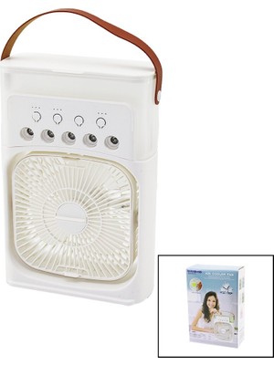 Go İthalat 3in1 Hava Nemlendirme - Fan - Gece Lambası Masa Üstü Buzlu Vantilatör 360 Derece USB Şarj 3kademe Hız (5491)