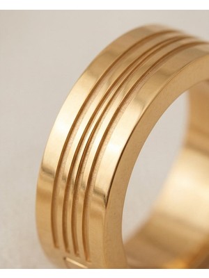 Mervan Takı Modern Çizgili Halka Çelik Küpe