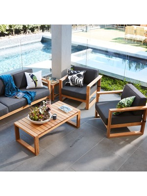 Timber's Team Verona Masif Ahşap Bahçe Mobilyası Oturma Grubu 4 Parça | Balkon Teras Veranda Seti