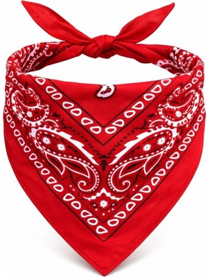 MiraLive Kırmızı Kovboy Fuları Çocuk Bandana Western Desenli Boyun Fuları
