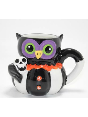 Fta Ticaret Kurukafa Tutan Baykuş Figürlü Seramik Kupa Bardak