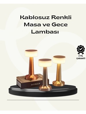 MiraLive Modern Usb'li Kablosuz Masa Lambası – Minimalist Tasarım, 3 Farklı Parlaklık