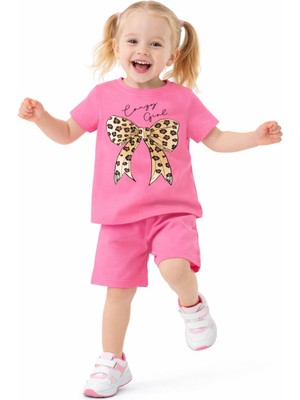 Melodi Kids Kız Çocuk Fiyonk Detaylı Şort Yazlık Alt Üst Pamuklu Takım