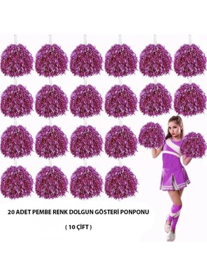 MiraLive 10 Çift ( 20 Adet ) Pembe Renk 23 Nisan 19 Mayıs 29 Ekim Okul Gösteri Ponponları