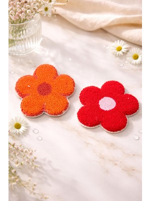 Gaonk El Yapımı Punch Nakışlı 2'li Papatya Bardak Altlığı Seti - Dekoratif Çiçekli Masa Aksesuarı