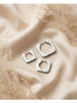 Mervan Takı 3’lü Halka Çelik Küpe Seti Silver Renk