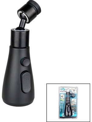 Go İthalat 360 Derece Dönebilen- 3 Mod  Siyah Yağmur Püskürtme Borulu Kubar Musluk Ucu KTX-3289 (5491)