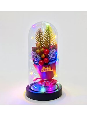 Fta Ticaret Yılbaşı Temalı Işıklı Dekoratif Cam Fanus - Model 3