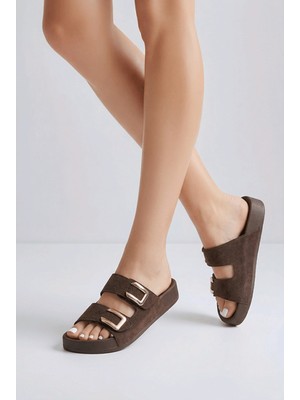 Konfores 2238-POLEN Anatomik Esnek Tabanlı Kadın Günlük ve Içeri Terliği - NKT02238-KAHVERENGI-39