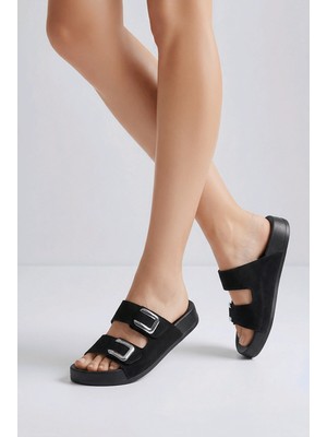 Konfores 2238-POLEN Anatomik Esnek Tabanlı Kadın Günlük ve Içeri Terliği - NKT02238-SIYAH-40