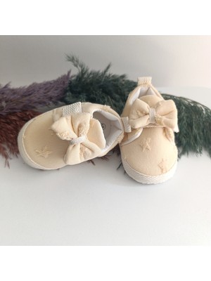 Leoncino 5204 Çiçek&yıldız Desen Fiyonk Detaylı Kız Bebek Ilk Adım Patik Ayakkabı 18-19 Numara