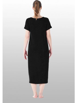 Amora Fancy Clothing Estiva 25234 Kadın Likra Viskon Kısa Kol Cepli Midi Elbise